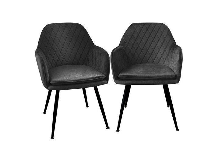 TRISENS Esszimmerstuhl (Stück, 2 St), Armlehnenstuhl mit abgestepptem Samtbezug Loungesessel in Steppoptik, schwarz, 2 St., Schwarz-Alcantara von OTTO