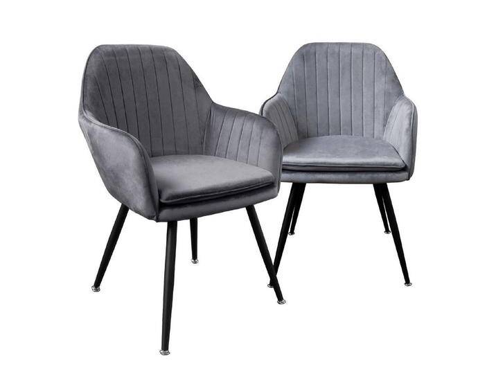 TRISENS Esszimmerstuhl Gloria (Stück, 2 St), Essstuhl mit abgestepptem Samtbezug Armlehnenstuhl in edler Steppoptik, grau, 2 St., Dunkelgrau von OTTO