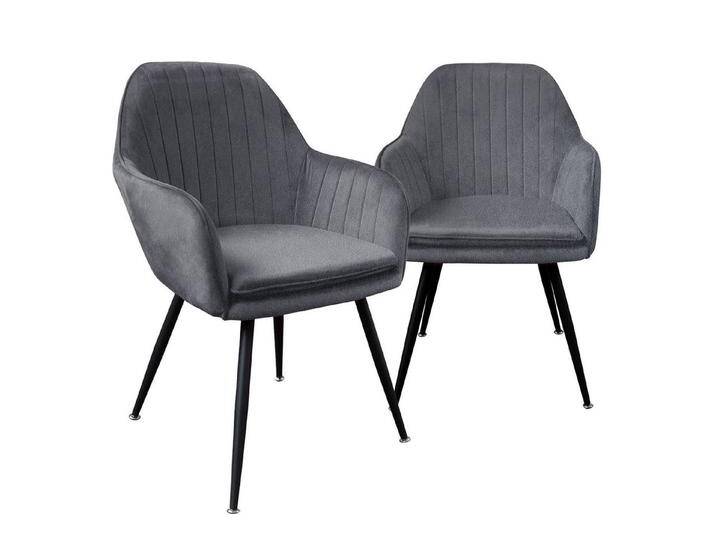 TRISENS Esszimmerstuhl Gloria (Stück, 2 St), Essstuhl mit abgestepptem Samtbezug Armlehnenstuhl in edler Steppoptik, schwarz, 2 St., Schwarz-Alcantara von OTTO