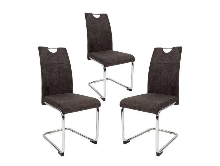 TRISENS Freischwinger Marcello (einzeln oder im 2er, 3er, 4er Set, 3 St), Schwingstuhl mit robustem Metallgestell in Stoff-Optik, braun grau, Metall - Chromfarbig von OTTO