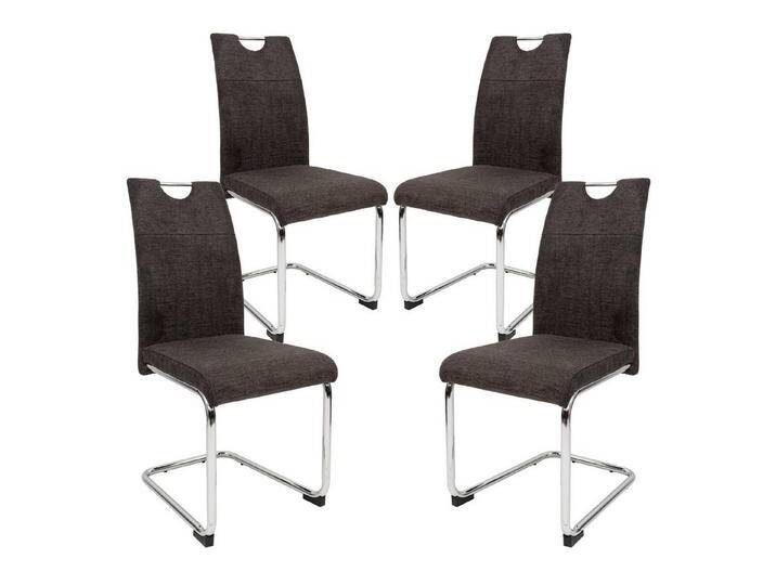 TRISENS Freischwinger Marcello (einzeln oder im 2er, 3er, 4er Set, 4 St), Schwingstuhl mit robustem Metallgestell in Stoff-Optik, braun grau, Metall - Chromfarbig von OTTO