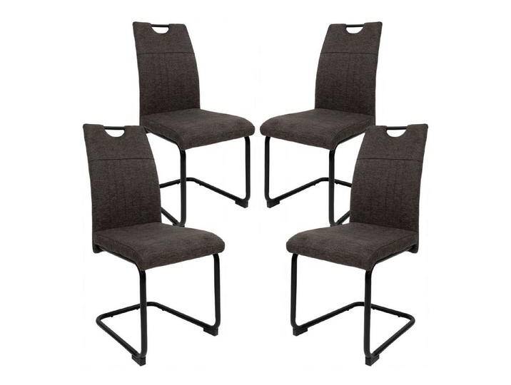 TRISENS Freischwinger Marcello (einzeln oder im 2er, 3er, 4er Set, 4 St), Schwingstuhl mit robustem Metallgestell in Stoff-Optik, braun grau, Metall - Schwarz von OTTO