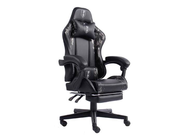 TRISENS Gaming-Stuhl Gaming-Stuhl Arijus Chefsessel mit Fußstütze im Racing-Design (1 Stück), Chefsessel mit Fußstütze im Racing-Design, grau schwarz von OTTO