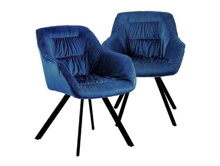 TRISENS Polsterstuhl Kalli (2er Pack, 2 St), Essstuhl mit abgestepptem Samtbezug Polstersessel in Velvetoptik, blau von OTTO