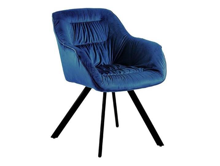 TRISENS Polsterstuhl Lora (1er oder 2er Pack, 1 St), Essstuhl mit abgestepptem Samtbezug Polstersessel in Velvetoptik, blau, 1 St., Navi von OTTO