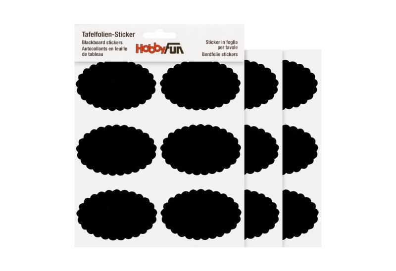 HobbyFun Tafelfolie Tafelfolien-Sticker Oval gewellt, 18 Stück von HobbyFun