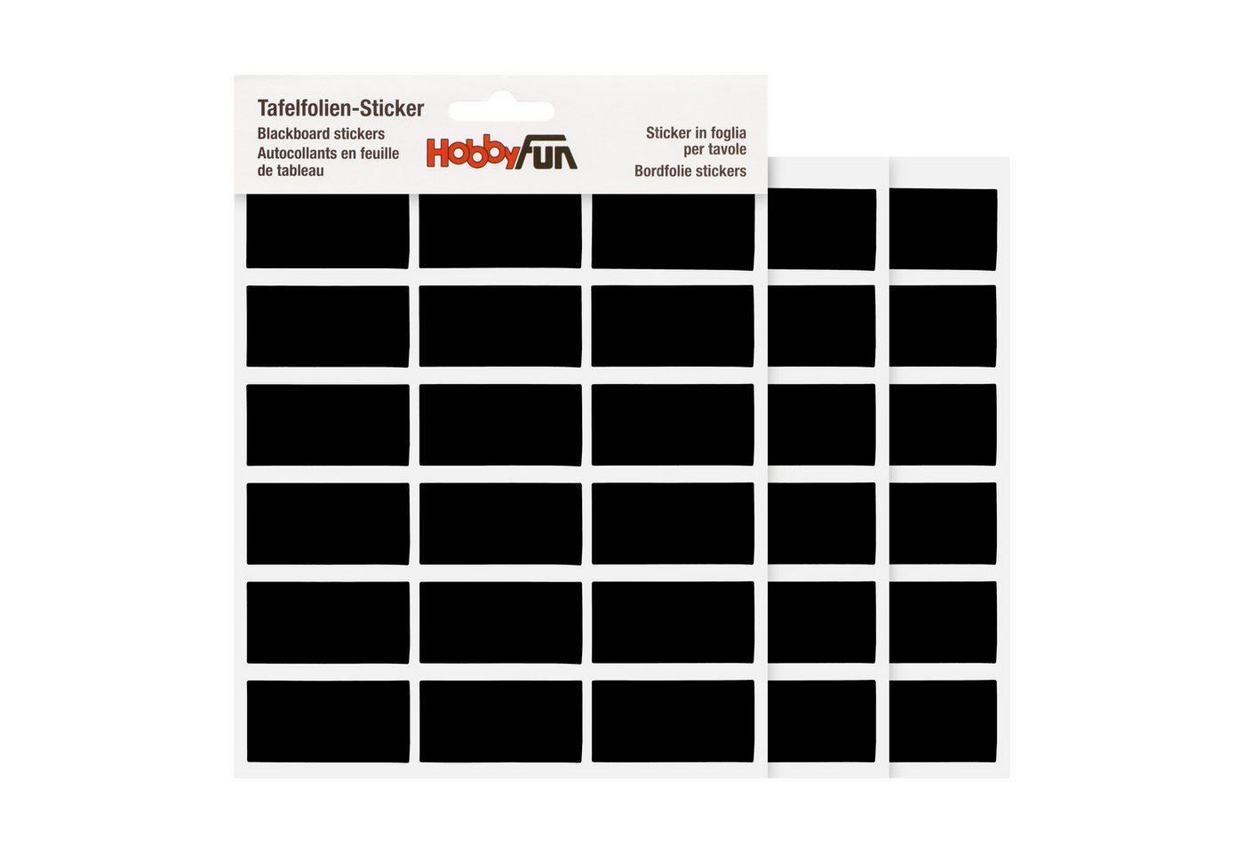HobbyFun Tafelfolie Tafelfolien-Sticker Rechteck glatte Kanten, 54 Stück von HobbyFun