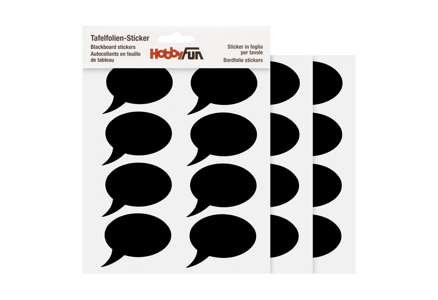 HobbyFun Tafelfolie Tafelfolien-Sticker 'Sprechblase', 3 Bogen à 8 Stü, 24 Stück von HobbyFun