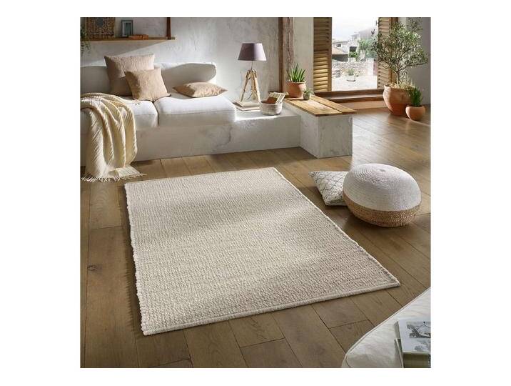 TaraCarpet Wollteppich Handwebteppich Malmoe Fashion, rechteckig, Höhe: 10 mm, Handgewebter Teppich weiß Wohnzimmer Schlafzimmer Esszimmer 070X130 von OTTO