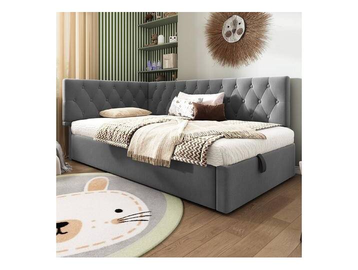 TavilaEcon Daybett Schlafsofa mit hydraulischem Staurauml & Lattenrost (1 tlg), mit modischem L-Form Design, robustem Eisenrahmen, grau, grau von OTTO