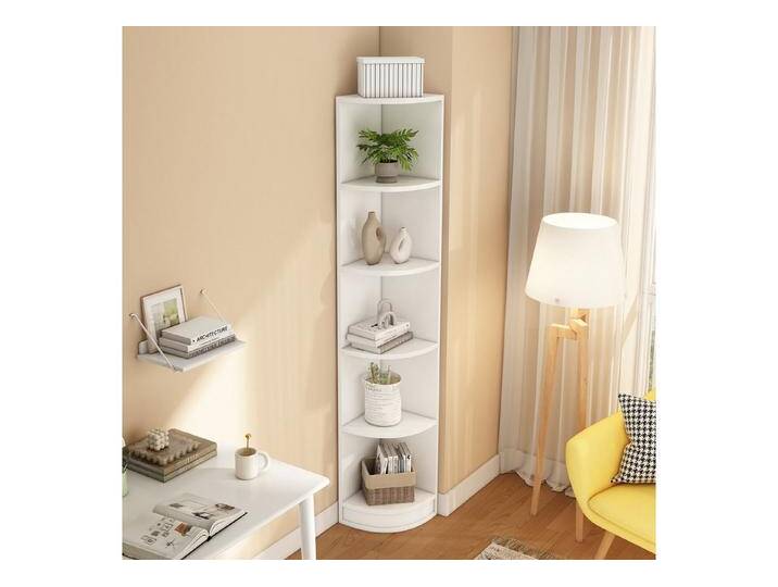 TavilaEcon Eckregal Bücherregal, Lagerregal, Dreieckiges Design & Fünfschichtiges Design, minimalistischer Stil, starke Tragfähigkeit, weiß, weiß von OTTO