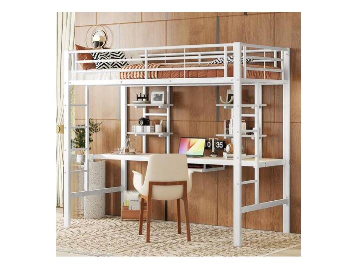 TavilaEcon Hochbett mit Schreibtisch und zwei Bücherregalen, 90×200/140×200cm für Kinder, Jugendliche und Erwachsene von OTTO