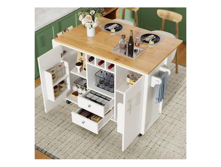 TavilaEcon Kücheninsel Buffetschrank, Küchenschrank, Küchenwagen mit klappbarer Arbeitsplatte, mit Handtuchhalter, Gewürzregal, Türregal & Weinregal TavilaEcon Kücheninsel Buffetschrank, Küchenschrank, Küchenwagen mit klappbarer Arbeitsplatte, mit Handtuchhalter, Gewürzregal, Türregal & Weinregal von OTTO