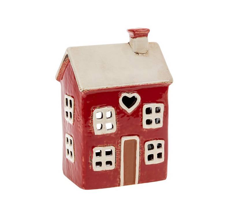 Teelichthalter Village Pottery Teelichthalter, Haus mit Herzfenster, Handarbeit von OTTO
