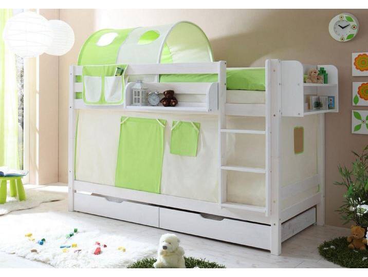 Ticaa Etagenbett Marcel, mit Rollrost und Textil-Set, Kiefer, weiß, Beige-Grün Ticaa Etagenbett Marcel, mit Rollrost und Textil-Set, Kiefer, weiß, Beige-Grün von OTTO