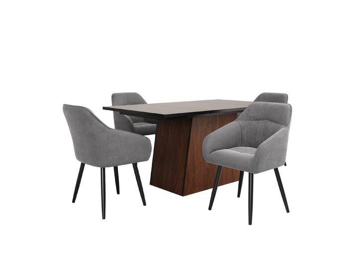 Tongtong Essgruppe Esstisch-Set (5-teilig), 138.5 x 80 cm,1- Esstisch- und 4-Stühle-Set, grau von OTTO