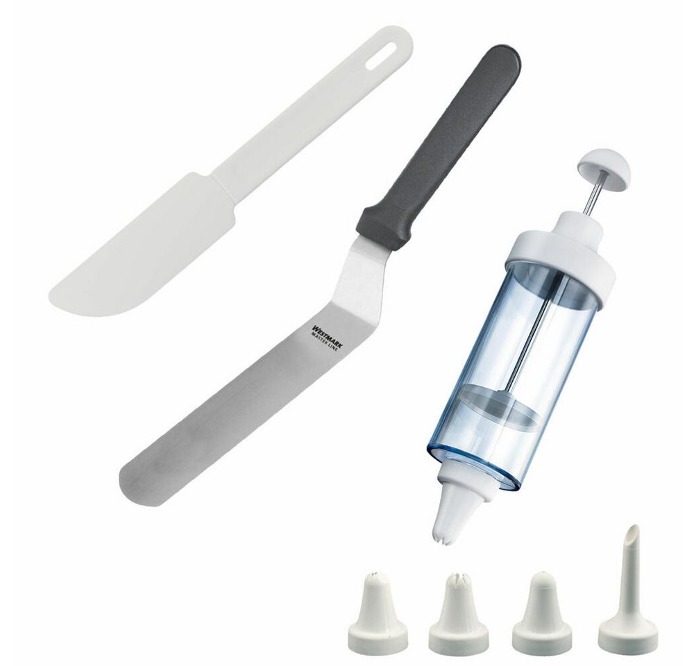 WESTMARK Tortenwerkzeug Back-Set, 3-tlg.: Garnierspritze mit 5 Tüllen, Winkelpalette, Kuchenlö von WESTMARK