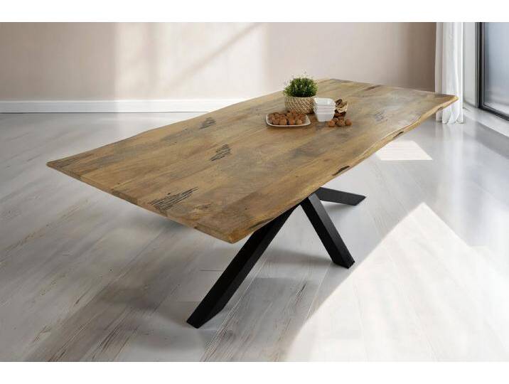 Trelevo® Baumkantentisch Tiger - Spider-Gestell, Baumkantentisch Mangoholz Esstisch Vintage-Optik 220 x 100 cm Spider-G, 220x100 von OTTO
