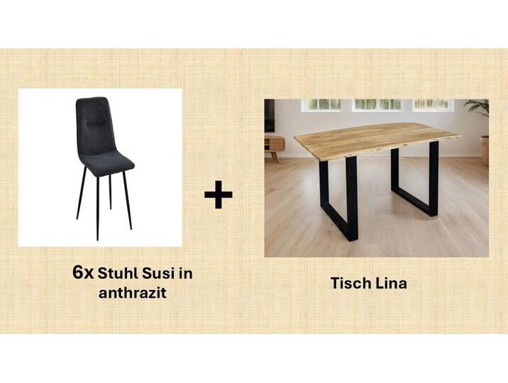 Trelevo® Essgruppe Vision, (Vision gibt es auch als Einzeltisch ohne Stühle), Akazienholz, Baumkante, Metallgestell, verschiedene Stühle wählbar von OTTO