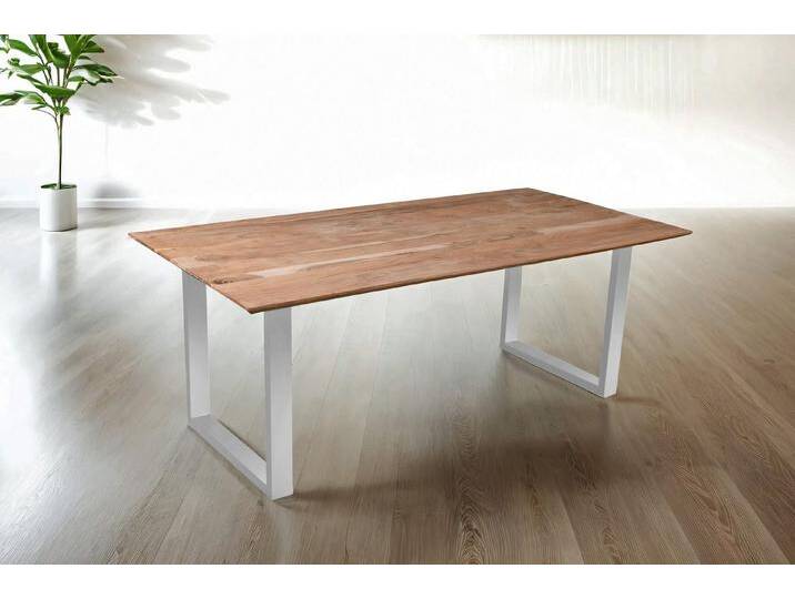 Trelevo® Esstisch Dean - U-Gestell, Esstisch 180x90 cm Akazie massiv eichenfarben schweizer Kante U-Gestel, beige, U-Form Silber, 180x90 von OTTO
