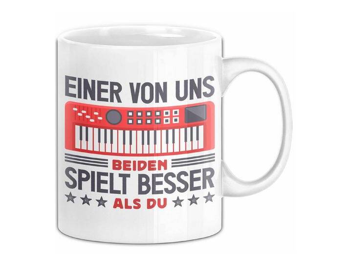 Trendation Tasse Keybord Tasse Geschenk Spruch Für Trompeten-Spieler Einer Von Uns Beid, weiß, Weiss von OTTO