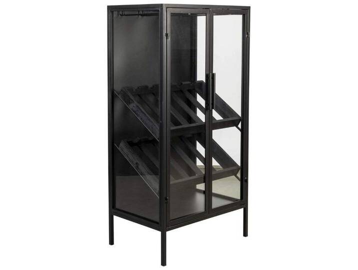 Trendmöbel24 Kommode Weinschrank Weinregal ROB Vitrine aus Metall im Vintage Style, schwarz von OTTO