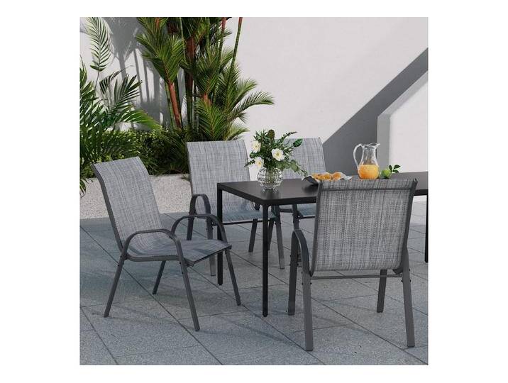 UDPATIO Esszimmerstuhl Stapelbare Hochlehner Gartenstühle 2er/4er/6er Set-Grau/Schwarz/Braun (4 St), Grau, grau, 4 St., Grau von OTTO