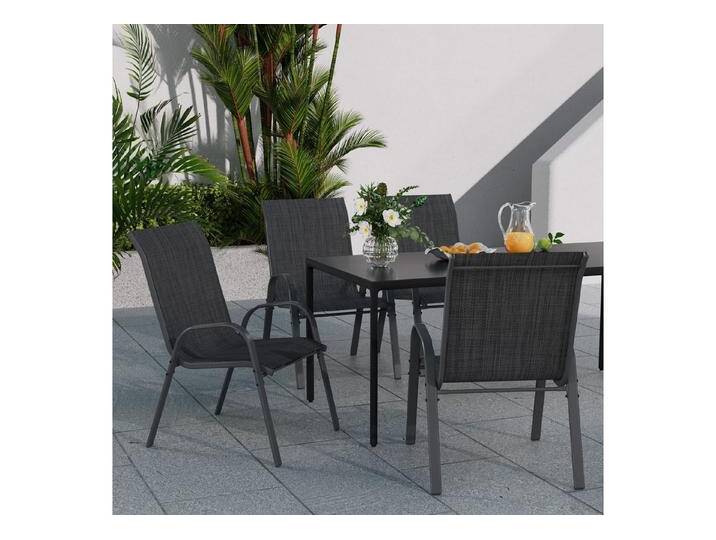 UDPATIO Esszimmerstuhl Stapelbare Hochlehner Gartenstühle 2er/4er/6er Set-Grau/Schwarz/Braun (4 St), Schwarz, schwarz, 4 St., Schwarz von OTTO
