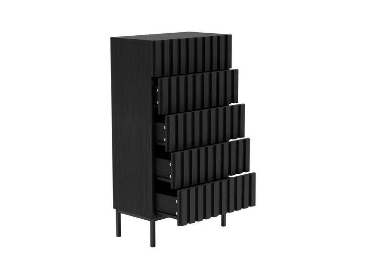 UEV Hochkommode mit 5 Schubladen, Sideboard mit Lamellen (Küchenschrank Buffet TV Board Schrank mit Füße Aufbewahrungsschrank, Anrichte Schrank mit Metallfüßen, Highboard, Sideboard, Schmal kommode), 60 x 34 x 110cm für Wohnzimmer Schlafzimmer Flur von OTTO