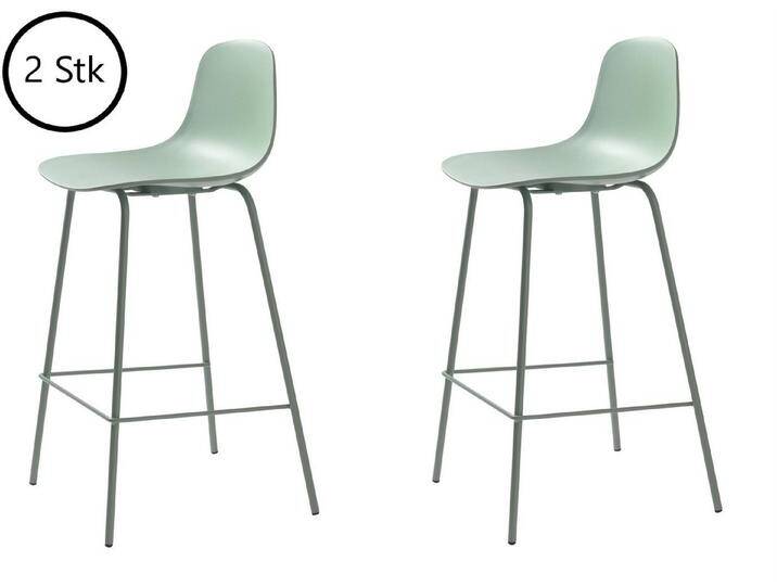 UNIQUE furniture A/S Barhocker aus Grün in Grün mit Absetzungen in Metall Grün Lackiert (2er-Set), grün von OTTO