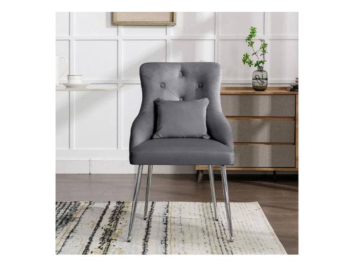 Ulife Esszimmerstuhl mit Knopfmuster, Gepolsterter Sessel,Moderner Loungesessel, Schlafzimmer-Wohnzimmerstuhl mit Lendenkissen, grau, Grau von OTTO