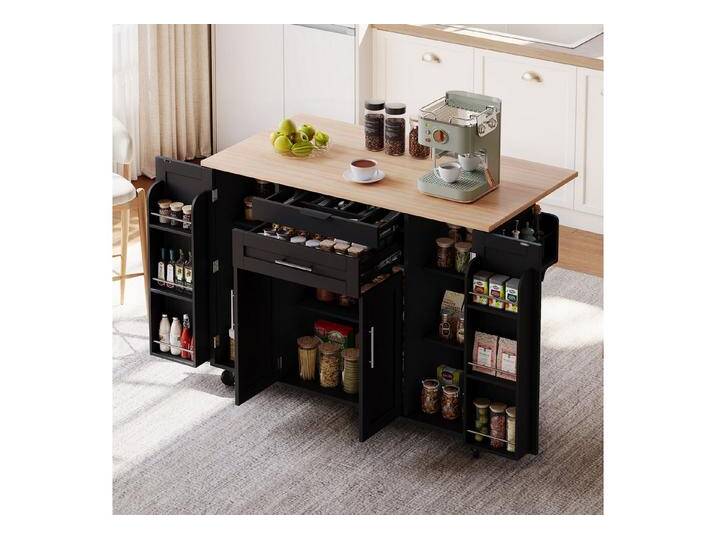 Ulife Kücheninsel mit ausziehbare Arbeitsplatte bis 70cm,verdeckte Besteckschublade, verstellbare Einlegeböden,Gewürzregal und Handtuchhalter, mobile Ulife Kücheninsel mit ausziehbare Arbeitsplatte bis 70cm,verdeckte Besteckschublade, verstellbare Einlegeböden,Gewürzregal und Handtuchhalter, mobile von OTTO