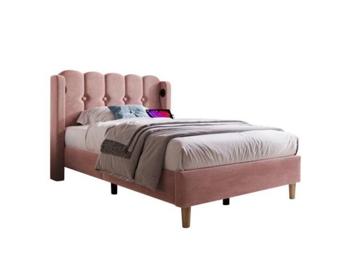 Ulife Polsterbett Bettgestell Holzbett Bettrahmen Jugendbett Samt, mit USB Typ C Ladefunktion,90 x 200 cm, rosa Ulife Polsterbett Bettgestell Holzbett Bettrahmen Jugendbett Samt, mit USB Typ C Ladefunktion,90 x 200 cm, rosa von OTTO