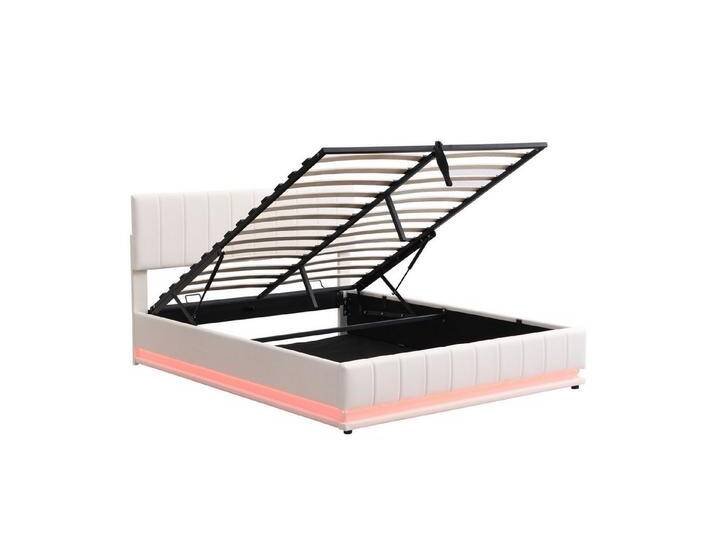 Ulife Polsterbett Hydraulisches Stauraumbett Doppelbett mit LED, 160 cm x 200 cm,Metalllattenrost,Polsterkopfteil, weiß Ulife Polsterbett Hydraulisches Stauraumbett Doppelbett mit LED, 160 cm x 200 cm,Metalllattenrost,Polsterkopfteil, weiß von OTTO