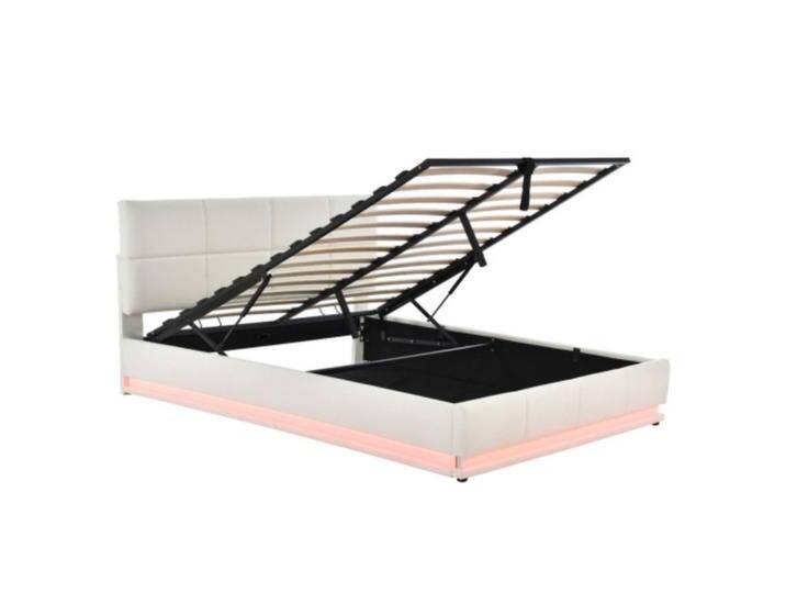Ulife Polsterbett hydraulisches Doppelbett mit LED,höheverstellbarem Polsterkopfteil, hydraulischem Stauraum,160 x 200 cm,Kunstleder, weiß, Weiß Ulife Polsterbett hydraulisches Doppelbett mit LED,höheverstellbarem Polsterkopfteil, hydraulischem Stauraum,160 x 200 cm,Kunstleder, weiß, Weiß von OTTO