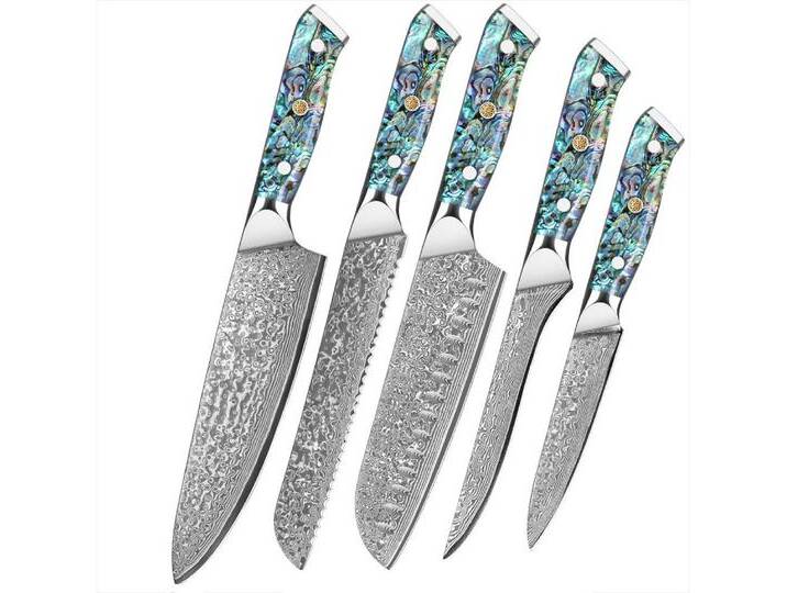 UniqueFire Messer-Set 5tlg.Damastmesser Set aus 67 Lagen VG-10 Damaststahl Küchenmesser Set (5-tlg), grün von OTTO