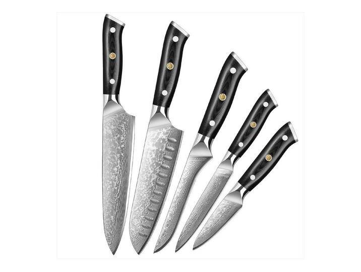 UniqueFire Messer-Set 5tlg.Damaststahl Kochmesser Chef Santoku Allzweck Obst Ausbeinmesser (Set, 5-tlg), schwarz von OTTO