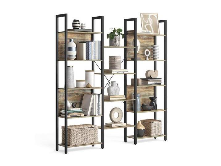VASAGLE Bücherregal, mit 14 Ablagen, Regal mit Metallrahmen, für Wohnzimmer, beige schwarz, Eichenfarben-Schwarz von OTTO