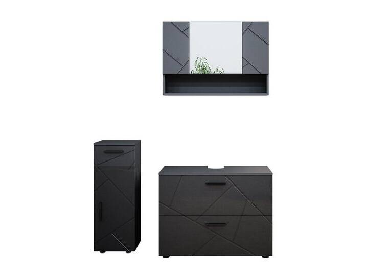Vicco Badmöbel-Set Irma, Anthrazit Hochglanz, 3 Teile, Schrank und Midischrank, (3-St., 3-er Set), grau, Anthrazit Hochglanz von OTTO