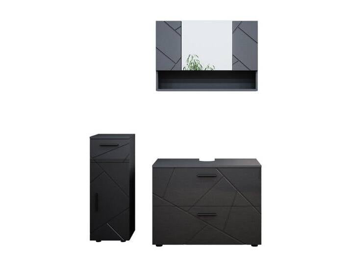 Vicco Badmöbel-Set Irma, Anthrazit Hochglanz, 3 Teile, Schrank und Midischrank, (3-St., 3-er Set), grau, Anthrazit Hochglanz von OTTO