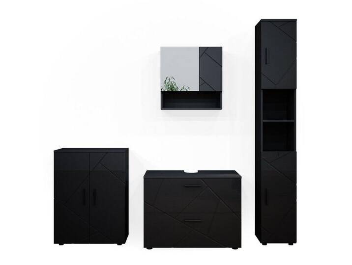 Vicco Badmöbel-Set Irma, Anthrazit Hochglanz 4 Teile, Schubladen,schrank und Midischrank, (4-St., 4-er Set), grau, Anthrazit Hochglanz von OTTO