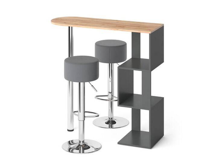 Vicco Bartisch Vincent, Goldkraft Eiche/Anthrazit, 113 x 40 cm mit 2 Barhockern, braun, Anthrazit-Goldkraft mit Barhocker von OTTO