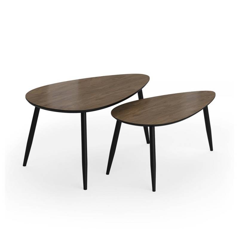 Vicco Couchtisch Veyo, Walnuss/Schwarz, 98 x 60 cm Set, 2 Teile von Vicco