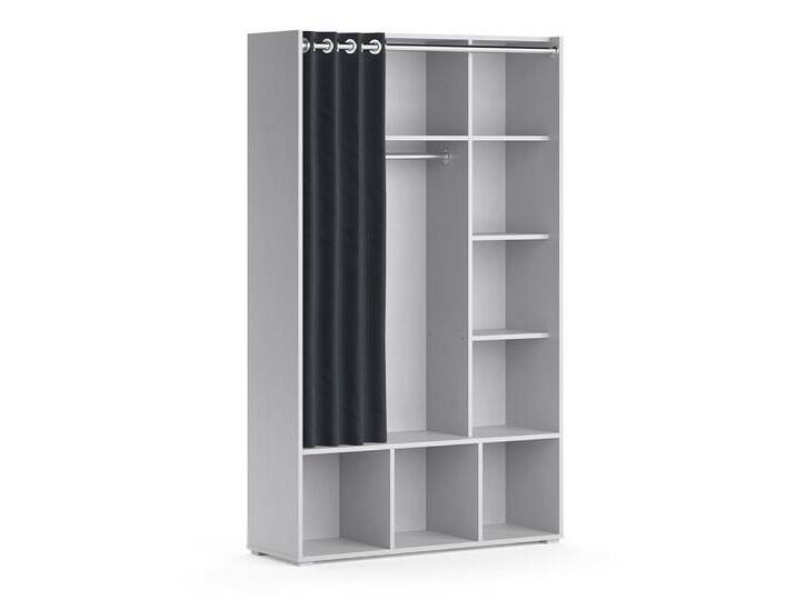 Vicco Kleiderschrank Luigi, Hellgrau, 105.8 x 178.1 cm mit Vorhang-Kleiderstange, grau, 106x178 cm ohne Faltboxen von OTTO