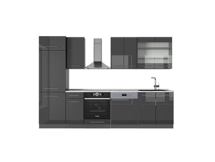 Vicco Küchenzeile Fame-Line, Anthrazit Hochglanz/Anthrazit, 300 cm, AP Marmor, grau, Mit AP Marmor Vicco Küchenzeile Fame-Line, Anthrazit Hochglanz/Anthrazit, 300 cm, AP Marmor, grau, Mit AP Marmor von OTTO