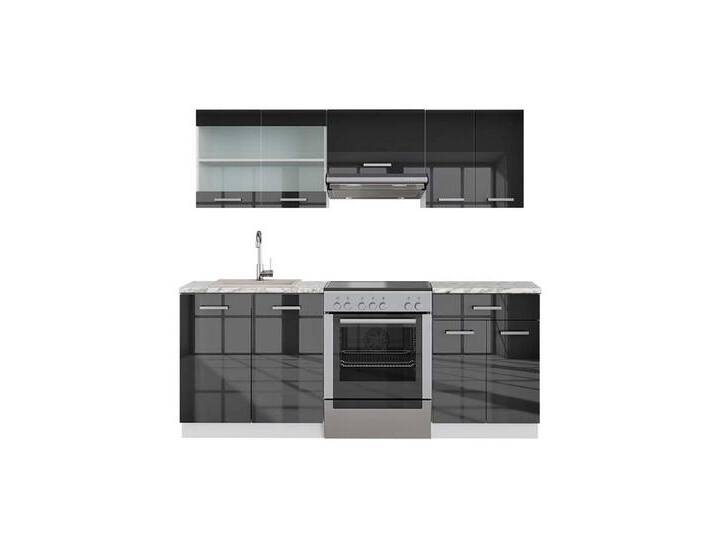 Vicco Küchenzeile Fame-Line, Anthrazit Hochglanz/Weiß, 200 cm, AP Marmor, weiß, Mit AP Marmor Vicco Küchenzeile Fame-Line, Anthrazit Hochglanz/Weiß, 200 cm, AP Marmor, weiß, Mit AP Marmor von OTTO