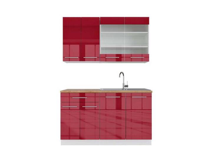 Vicco Küchenzeile Fame-Line, Bordeaux Hochglanz/Weiß, 140 cm, AP Eiche, weiß, Mit AP Eiche Vicco Küchenzeile Fame-Line, Bordeaux Hochglanz/Weiß, 140 cm, AP Eiche, weiß, Mit AP Eiche von OTTO