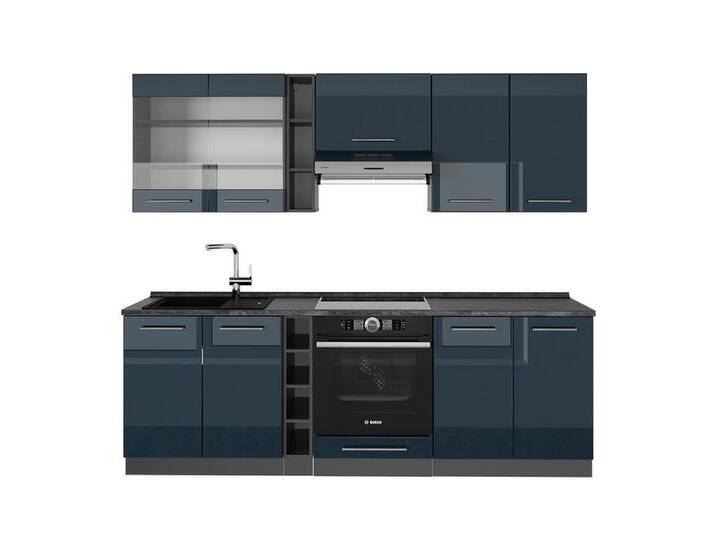 Vicco Küchenzeile Fame-Line, Dunkelblau Hochglanz/Anthrazit, 235 cm, AP Anthrazit, blau, Mit AP Anthrazit Vicco Küchenzeile Fame-Line, Dunkelblau Hochglanz/Anthrazit, 235 cm, AP Anthrazit, blau, Mit AP Anthrazit von OTTO