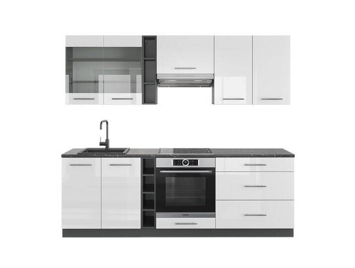 Vicco Küchenzeile Fame-Line, Weiß Hochglanz/Anthrazit, 235 cm, AP Anthrazit, grau weiß, Mit AP Anthrazit, Front: Weiß Hochglanz Vicco Küchenzeile Fame-Line, Weiß Hochglanz/Anthrazit, 235 cm, AP Anthrazit, grau weiß, Mit AP Anthrazit, Front: Weiß Hochglanz von OTTO