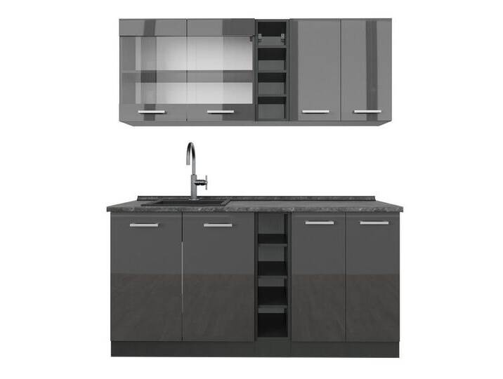 Vicco Küchenzeile R-Line, Anthrazit Hochglanz/Anthrazit, 160 cm, AP Anthrazit, grau, Mit AP Anthrazit Vicco Küchenzeile R-Line, Anthrazit Hochglanz/Anthrazit, 160 cm, AP Anthrazit, grau, Mit AP Anthrazit von OTTO